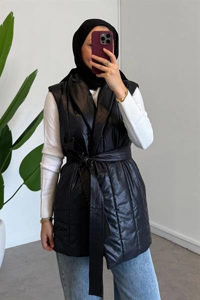TRIKO DETAYLI YELEK 31-4046 - SİYAH
