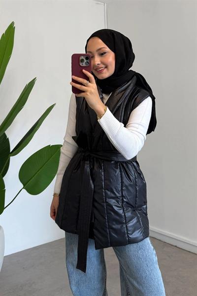 TRIKO DETAYLI YELEK 31-4046 - SİYAH
