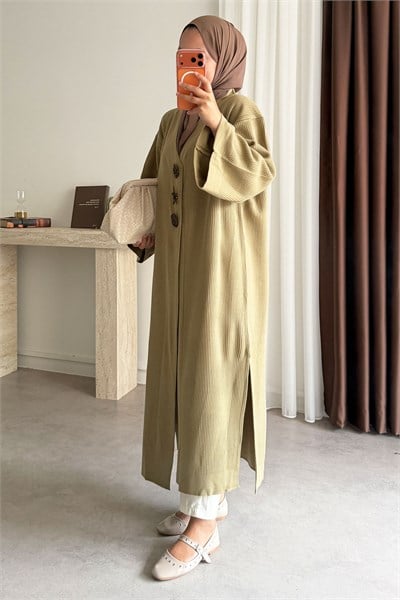 Triko Kimono Elbise - Olive