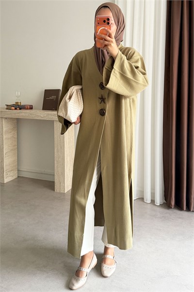 Triko Kimono Elbise - Olive