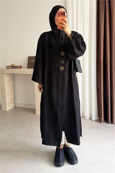 Triko Kimono Elbise - Siyah