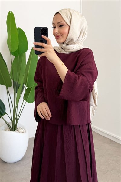 TÜL MODAL TAKIM 31-3347 - Bordo