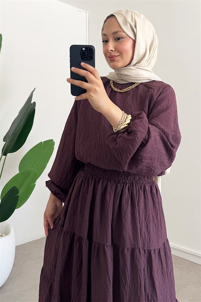 Tül Modal Takım - Bordo
