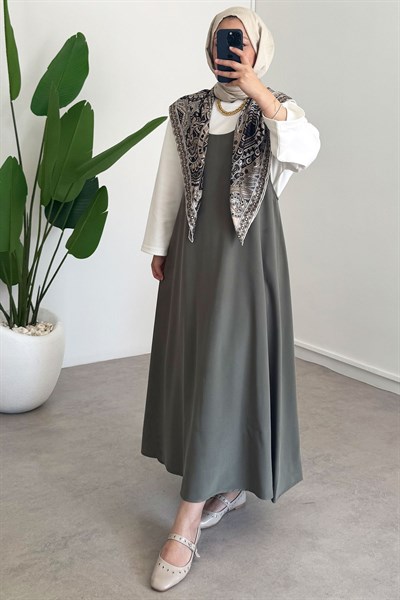 Tunik Jile Elbise - Haki Yeşil