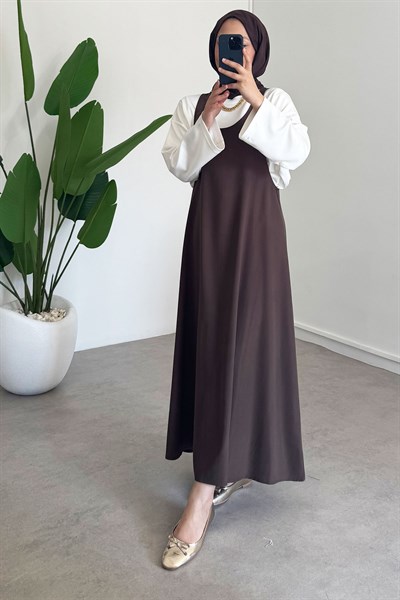 Tunik Jile Elbise - Kahverengi