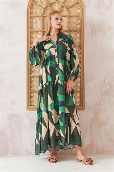 Viskon Elbise 4-6674 - YEŞİL