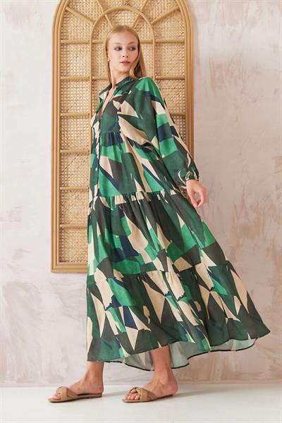 Viskon Elbise 4-6674 - YEŞİL
