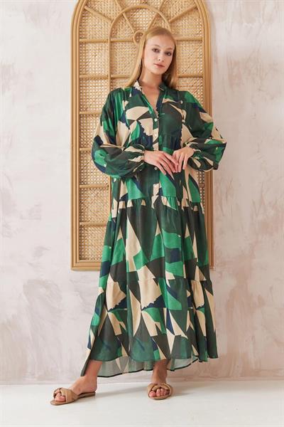 Viskon Elbise 4-6674 - YEŞİL