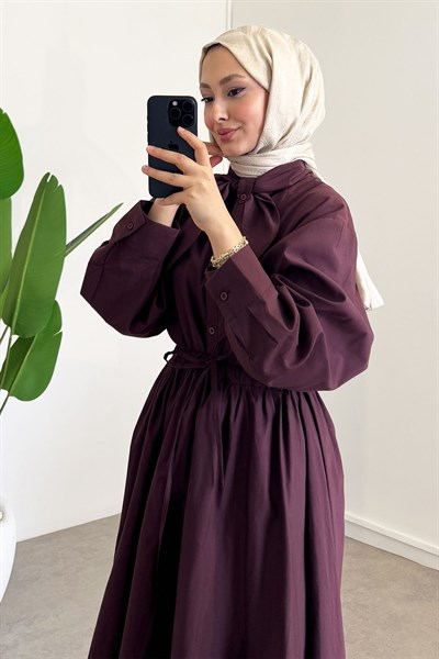 Yaka Detay Etekli Takım - Bordo