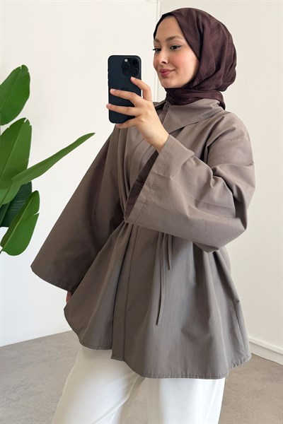Yaka Detay Gömlek - Haki Yeşil