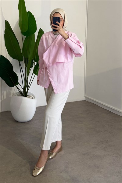 Yandan Düğmeli Gömlek - Pembe