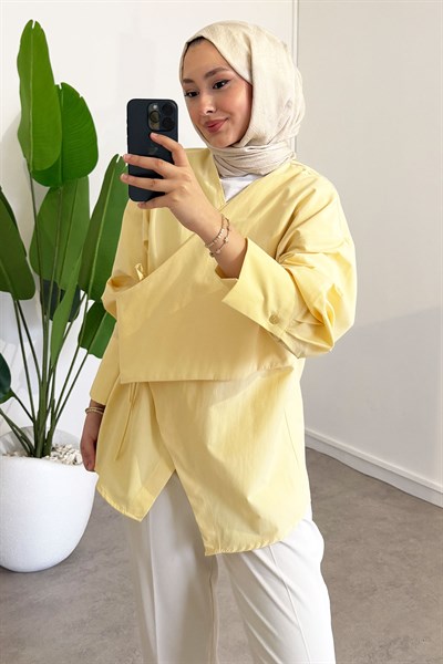 Yandan Düğmeli Gömlek - Sarı