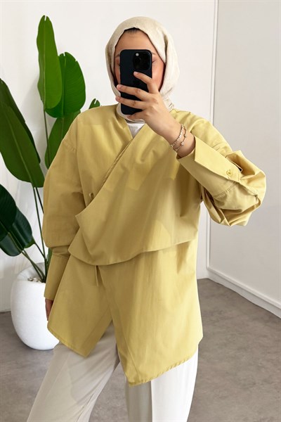 Yandan Düğmeli Gömlek - Olive