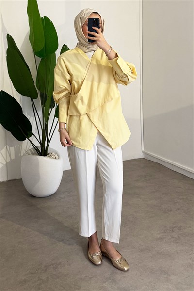 Yandan Düğmeli Gömlek - Sarı