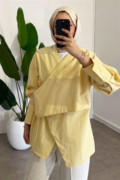 Yandan Düğmeli Gömlek - Sarı