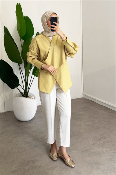 Yandan Düğmeli Gömlek - Olive