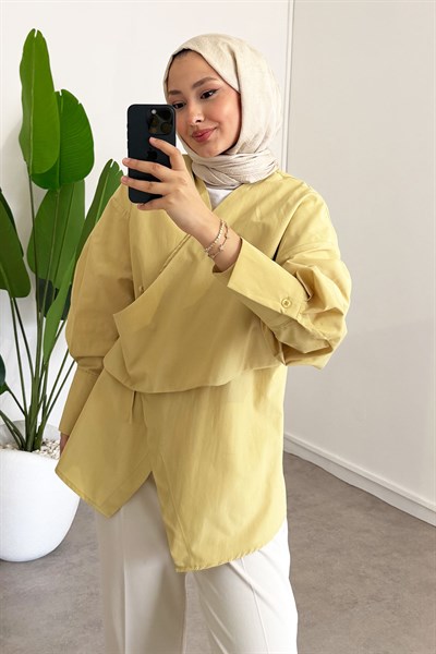 Yandan Düğmeli Gömlek - Olive