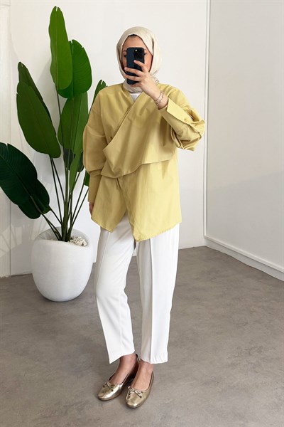 Yandan Düğmeli Gömlek - Olive