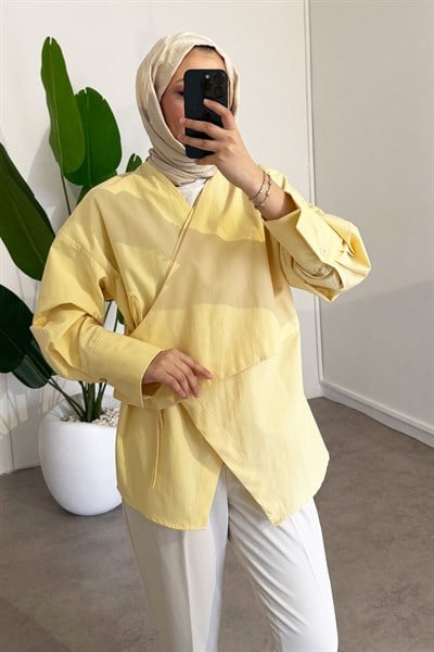 Yandan Düğmeli Gömlek - Sarı