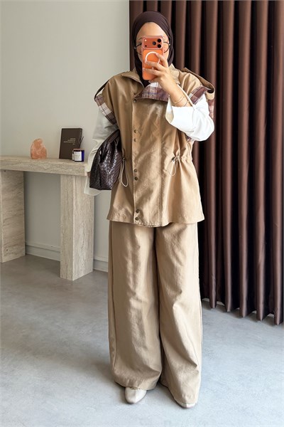 Yelek Modal Takım - Camel