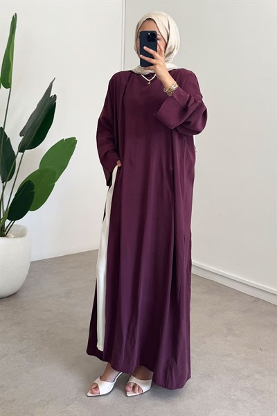 Yırtmaçlı Elbise - Bordo