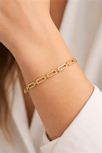 Süzme Formlu Zarif Ataç Altın Bileklik 