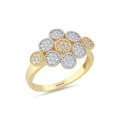 Çiçek Model Taşlı Altın Yüzük