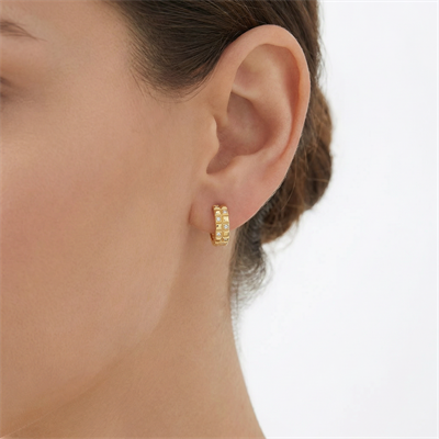 İcon Model Taşlı Halka Altın Küpe