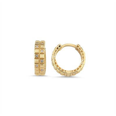 İcon Model Taşlı Halka Altın Küpe