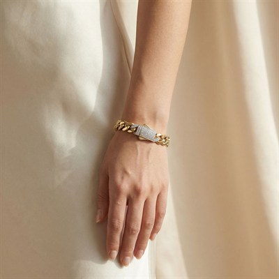 Kilit Taşlı Bombeli Gurmet Altın Bileklik