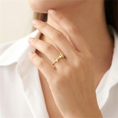 Kurdele Figürlü Altın Yüzük 