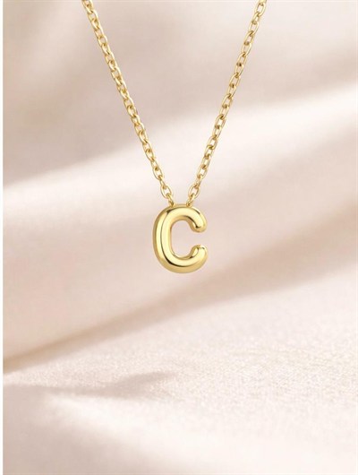 Minimal Balon C Harf Altın Kolye 