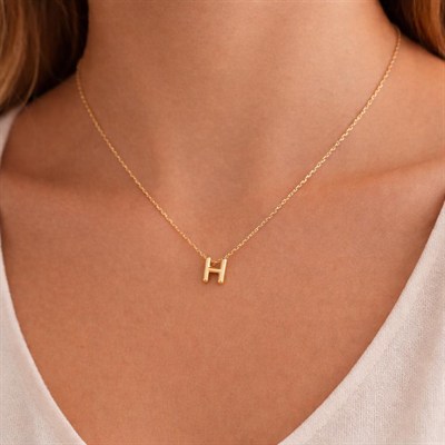 Minimal Balon H Harf Altın Kolye 