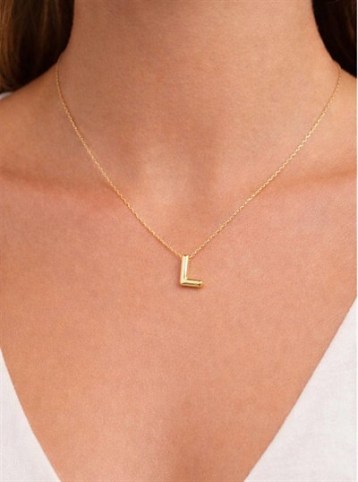 Minimal Balon L Harf Altın Kolye 