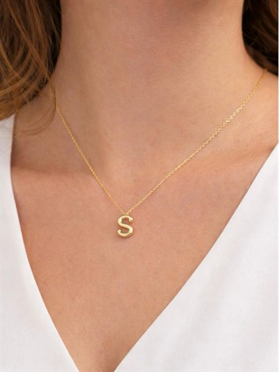 Minimal Balon S Harf Altın Kolye 