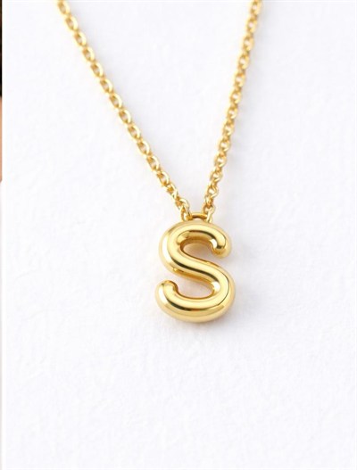 Minimal Balon S Harf Altın Kolye 