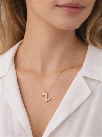 Minimal Balon Z Harf Altın Kolye 