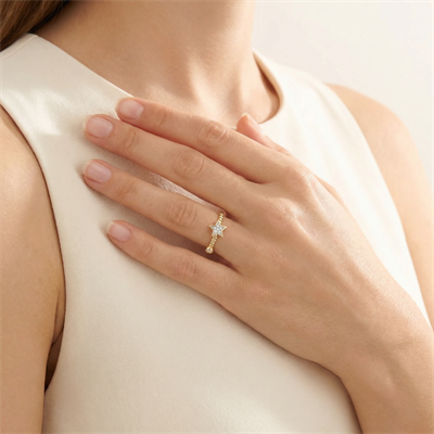 Minimal Yıldız Figürlü Altın Yüzük 