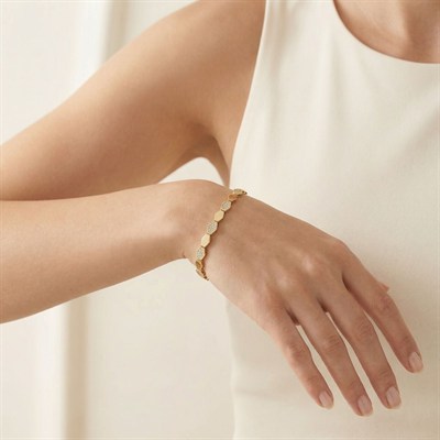 Petek Model Taşlı Altın Bileklik