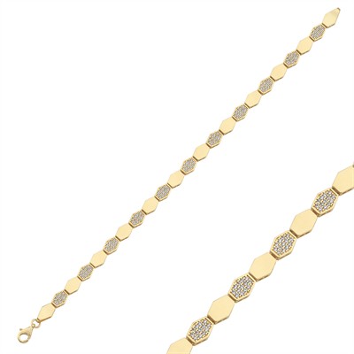 Petek Model Taşlı Altın Bileklik