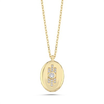 Oval Formlu Zarif Altın Kolye