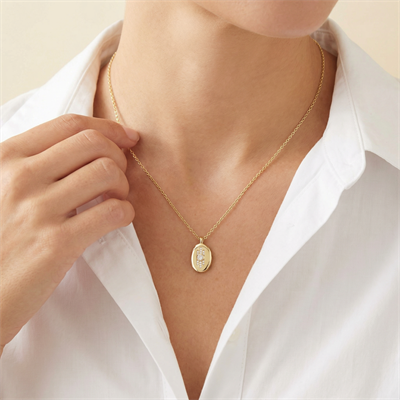 Oval Formlu Zarif Altın Kolye