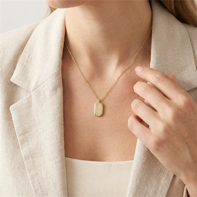 Zikzak Taş Desenli Elegance Altın Kolye 