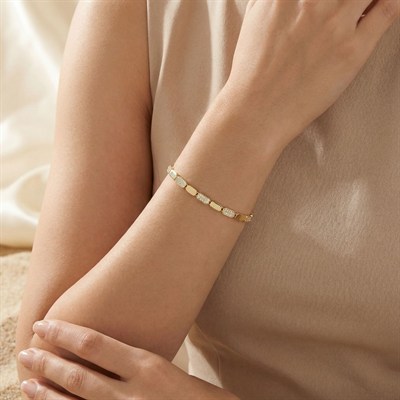 Minimal Oval Parçalı Altın Bileklik