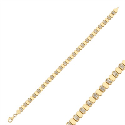 Yuvarlak Köşe Kare Altın Bileklik 