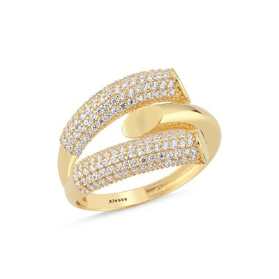 Sarma Formlu Taşlı Altın Yüzük 