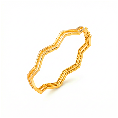 Zikzak Desenli İki Sıralı Ajda Model Altın Kelepçe