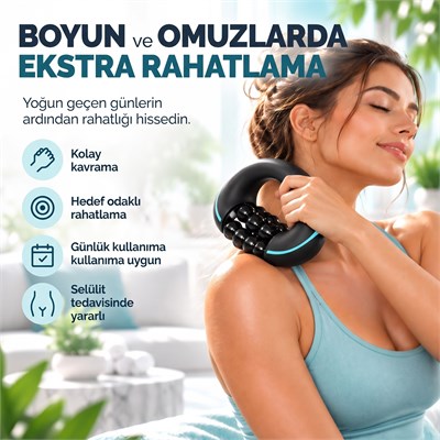 360° Döner Roller Masaj Aleti 3 Kademeli Şarjlı Selülit Giderici Boyun Omuz Sırt Bacak Rahatlatıcı