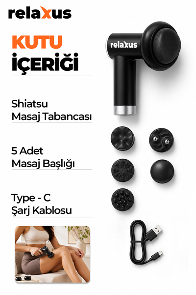 5 Başlıklı Masaj Tabancası Sporcu Masaj Aleti Şarjlı Masaj Cihazı 6 Modlu Profesyonel Masaj