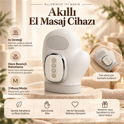 Akıllı El Masaj Aleti Şarjlı Parmak Avuç İçi Bilek Rahatlatıcı Isıtmalı Hava Kompresyonlu Terapi 